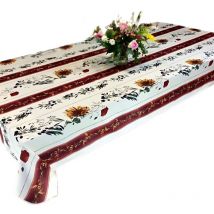 Nappe de Table Anti-Tâches Motif Terracotta Beige 100% Polyester - 240x150cm.