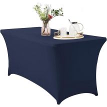 Nappe de Table Extensible Nappe en Élasthanne Vêtements de Table Anti-Rides Lavables Housse Tables pour Fête d'Anniversair Cocktail Mariage Bleu