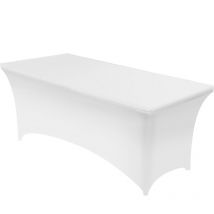 Nappe de Table Extensible Nappe en Élasthanne Vêtements de Table Anti-Rides Lavables Housse Tables pour Fête d'Anniversair Cocktail Mariage Blanc