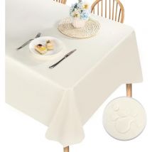 Nappe de Table Imperméable Protection de Table pour Salle à Manger Jardin Fête Mariage Beige - 120x120CM