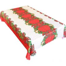 Nappe de Table pour Noël Rectangulaire en Polyester Nappe Anti-Taches Noël Rouge Nappes Protection de Table Anti-Taches pour Fêtes Noël Salle à