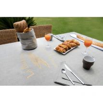 Soleil D Ocre - Nappe en coton carrée anti-tâches baguette, par Soleil d'ocre - 140 x 240 cm - Gris