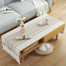Nappe en coton et lin avec poche de rangement latérale Nappe rectangulaire anti-taches Nappe de table basse Nappe pour salon, balcon, jardin,
