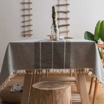 Nappe en Coton et Lin Robuste pour Tables Rectangulaires Nappe avec Broderie en Treillis Solide pour Décoration de Table à Manger de Cuisine. (140 x