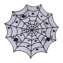 Ensoleille - Nappe en dentelle d'Halloween, nappe en toile d'araignée en fibre de polyester nappe en dentelle noire décoration d'Halloween table à