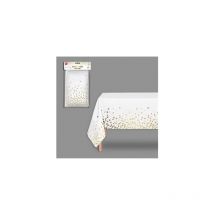 Nappe en papier 180x120cm blanche et dorée