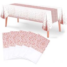 Nappe en plastique pour fêtes, nappe jetable pour tables rectangulaires, nappe à confettis à points estampés dorés, 5 paquets