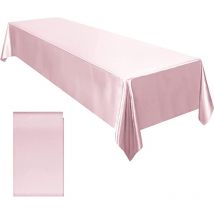 Nappe en satin de coton et lin tissu doux nappe carrée salon serviette carrée(Rose)