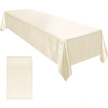 Nappe en satin de coton et lin tissu doux nappe carrée salon serviette carrée(couleur crème)