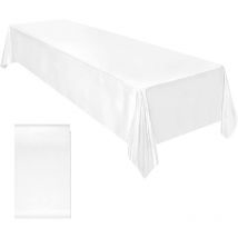 Nappe en satin de coton et lin tissu doux nappe carrée salon serviette carrée(Blanc)