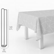 Nappe anti-taches Rouleau de toile cirée 140 cm. x 20 mètres. Gris Géométrique