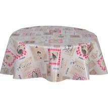 Nappe en toile cirée ronde – 801217 – Motif patchwork romantique vintage – 150 cm – Rouge – CPM