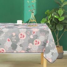 Nappe enduite esprit floral Gris clair 145x200 cm