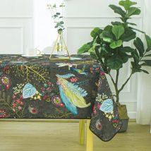 Nappe enduite à l'esprit bucolique Gris clair 145x200 cm