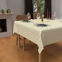 Soleil D Ocre - Nappe festive carrée anti-tâches en pur coton 180x180 cm celeste argent, par Soleil d'Ocre