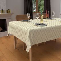 Soleil D Ocre - Nappe festive rectangle anti-tâches en pur coton 160x300 cm celeste argent, par Soleil d'Ocre