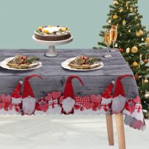 Nappe Noel, 180 150cm Polyester Rectangulaire Anti Tache Nappe de Noël Table Decoration pour la Fête des Fêtes