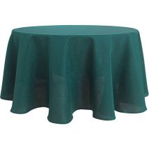 Nappe ronde infroissable et anti-tâches Bleu Paon 160 cm