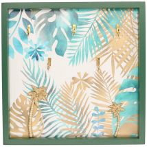 Porte-clés en bois feuilles vertes 5 places cm29x29x3