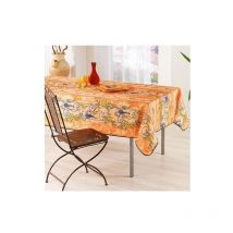 Nappe Provençale Rectangle Anti-Tâche Glycine 100% Polyester - orange - 240x150cm.