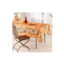 Nappe Provensale Rectangle (150x240cm ou 150x300cm) ou Ronde (180cm) Anti-Tache 180cm Glycine 100% Polyester (150x240cm, Orange) homeflair