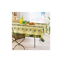 Nappe Provensale Rectangle ou Ronde Anti-Tache 100% Polyester - Citron - Vert - 150x300cm homeflair