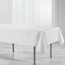 Nappe rectangle polyester Jacquard Damasse Maillon Naturel 140 x 250 cm