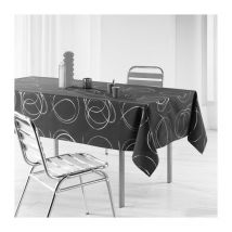 Bricoline - Nappe rectangle 150 x 300 cm polyester imprimé metallisé Bully Anthracite