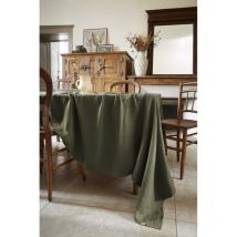 L'effet Papillon - Nappe rectangle 170 x 350 cm lin lavé soline thym Kaki