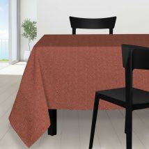 Nappe rectangle 140X240 cm paon Tomette, par Soleil d'Ocre