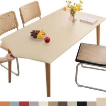 Nappe Rectangulaire Ajustée Cuir,Nappe à Bords élastiques,Nappe Lavable pour l'extérieur, la terrasse, la Cuisine et la Salle à Manger- Beige4FT