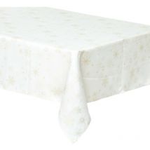 Nappe blanche avec Flocon Doré brodé 140 x 240 cm - Feeric Christmas