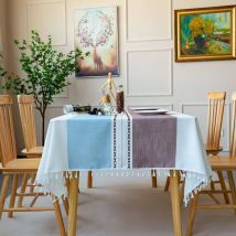 Nappe Rectangulaire Campagne Chic Nappe de Table Lin Coton Table Cloth Cover 140x180 cm Tablecloth Rectangle pour Table de Cuisine Decoration