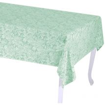 Nappe rectangulaire flore jacquard vert sauge cm140x180