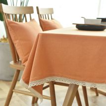 Jn.songs - Nappe Rectangulaire Lavable en Coton et Lin avec Glands Linge de Tabl pour Anniversaire Mariage Table Basse Table à Manger Orange