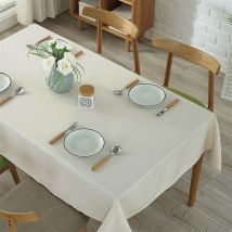 Jn.songs - Nappe Rectangulaire Lavable en Coton et Lin avec Glands Linge de Tabl pour Anniversaire Mariage Table Basse Table à Manger Beige