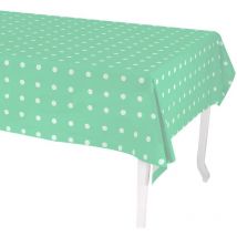 Nappe rectangulaire à pois vert d'eau cm140x180