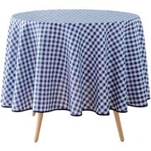 Nappe ronde 180 cm Vichy bleu