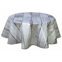 Nappe ronde en toile cirée design bois Planche