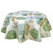 Nappe ronde en toile cirée tropicale Palmier