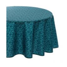 Nappe Ronde Imprimé 'Feuille' 180cm Bleu