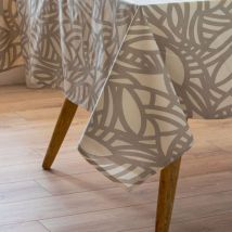 Nappe ronde imprimée graphique Beige 170 cm
