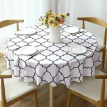 Nappe Ronde,Anti Tache Impermeable Nappe de Table Toile Cirée de Salle à Manger, pour Salle à Manger, Jardin, Café,Fête (blanc, 152cm)