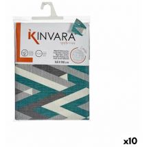 Kinvara - Nappe en toile antitache rayures 140 x 180 cm vert (10 pièces)