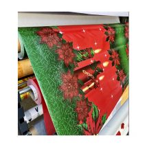 Nappe Toile Cirée de Noël - Motif Bougies - Au Mètre - 200 x 140 cm .