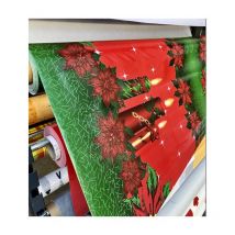 Nappe Toile Cirée de Noël - Motif Bougies - Au Mètre - 280 x 140 cm .