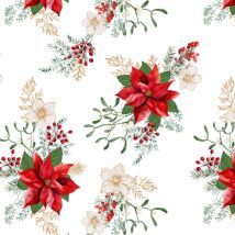 Nappe Toile cirée au mètre Noel fleuri