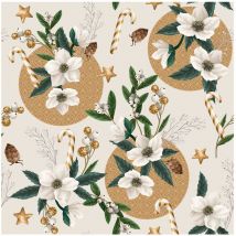 Nappe Toile cirée au mètre Roselle de Noel beige