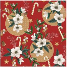 Nappe Toile cirée au mètre Roselle de Noel rouge