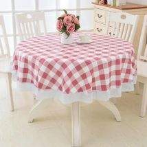 Nappe Toile cirée pvc Ronde,avec Motif Floral et Dentelle,Nappe Ronde Anti Tache Impermeable Nappe de Table Toile Cirée de Salle à Manger,pour Salle